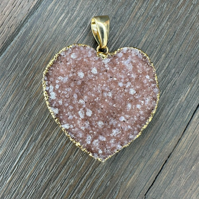 XL Druzy heart "Wrap and Toggle" necklace - gold