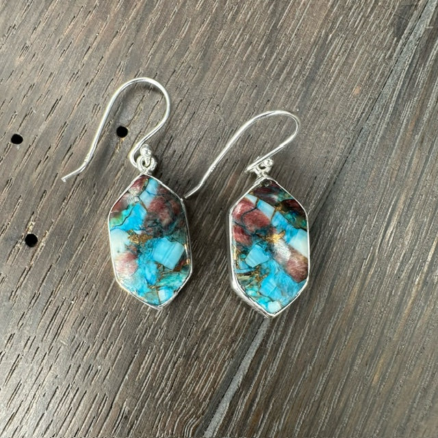 Turquoise composite Gemstone Earrings - sterling silver