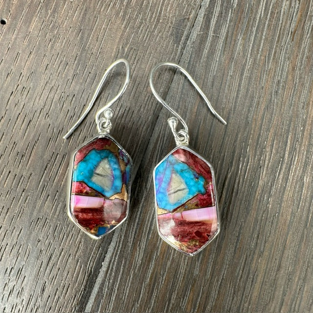 Turquoise composite Gemstone Earrings - sterling silver