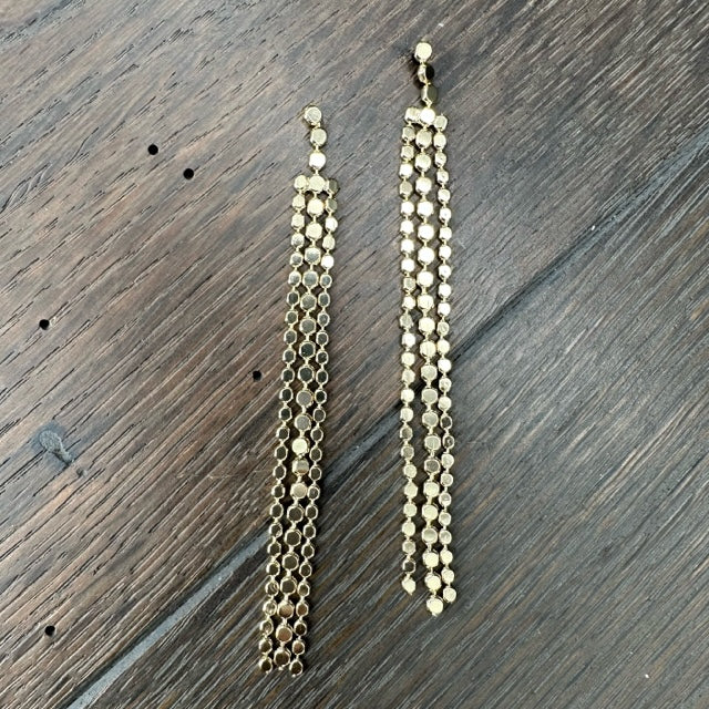 Beaded fringe earrings - silver, gold