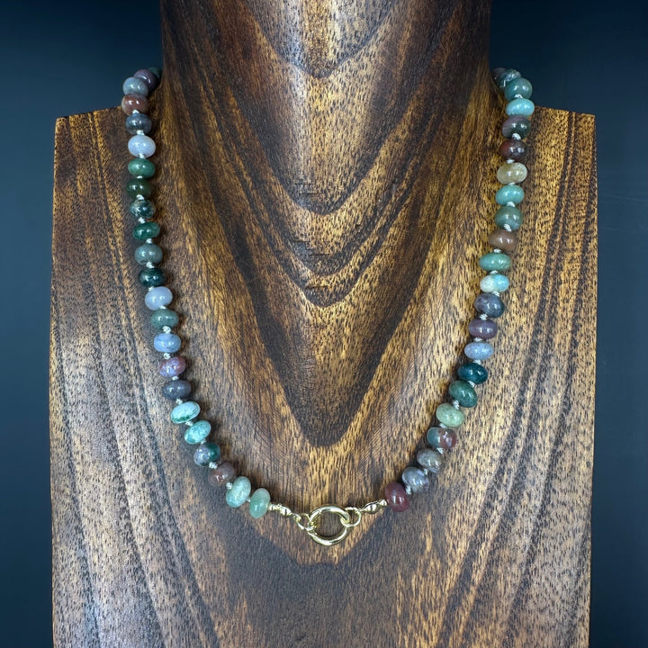 Hand-knotted gemstone necklace - gold