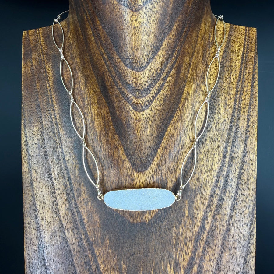 Druzy disc necklace - gold