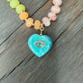 Multi Gemstone Amazonite heart Necklace - gold