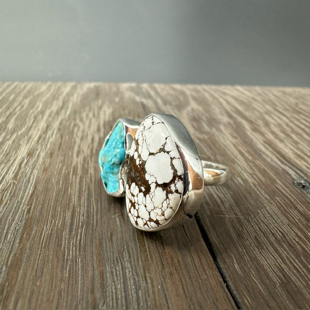Wild Horse Jasper & Turquoise Ring - Sterling Silver