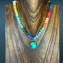 Multi Gemstone Malachite heart Necklace - gold