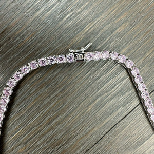 Soft pink CZ Tennis Necklace - sterling silver