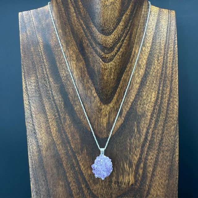 Amethyst "Rose" Pendant Necklace - Sterling Silver