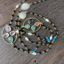 Long beaded necklace with multi gemstone accents - gold