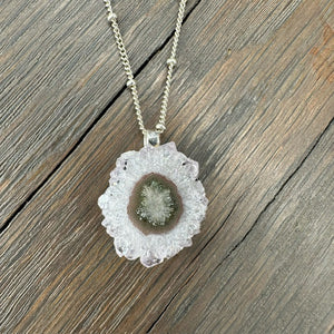 Crystal flower necklace - Sterling Silver
