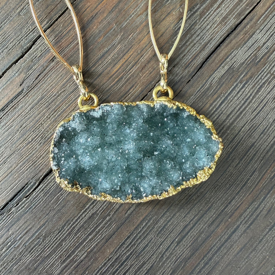 Druzy disc necklace - gold
