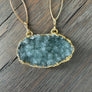 Druzy disc necklace - gold
