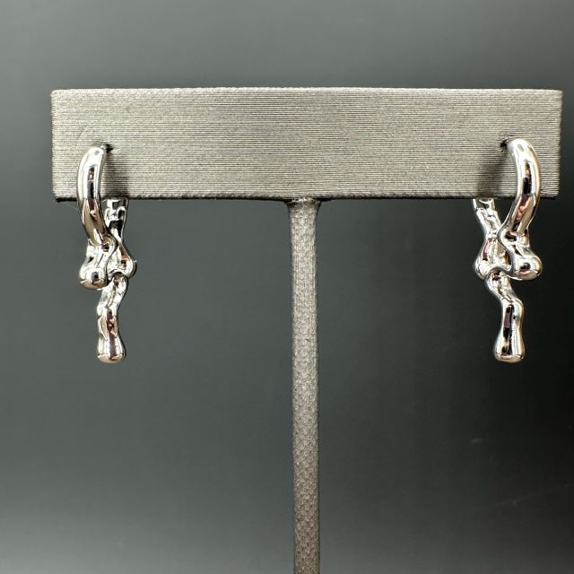 Melted metal huggie earrings - silver, gold