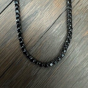 Black CZ Tennis Necklace - sterling silver