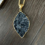 Druzy leaf on gold tone wheat chain - gold