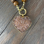 Hand-knotted gemstone necklace with druzy - gold