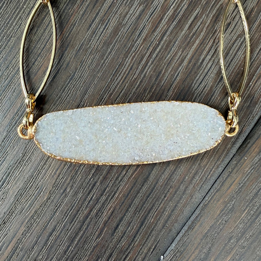 Druzy disc necklace - gold