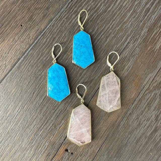 Large gemstone earring - gold - Renee Piatt Collection