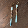 Larimar, rose quartz, chalcedony earring - gold tone - Renee Piatt Collection