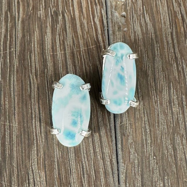 Larimar Stud Earring - silver - Renee Piatt Collection