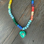 Multi Gemstone Malachite heart Necklace - gold - Renee Piatt Collection