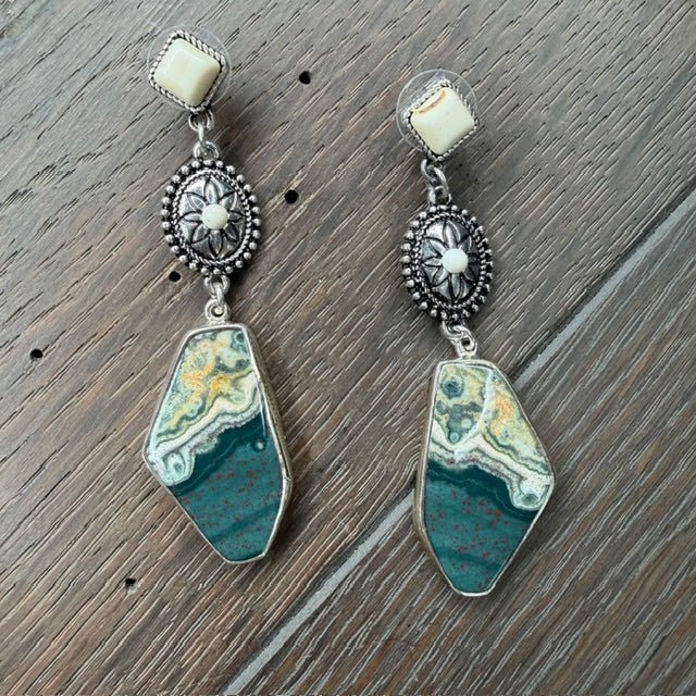 ocean jasper earring - silver – Renee Piatt Collection