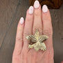 Orchid flower statement ring - silver, gold - Renee Piatt Collection