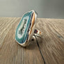 Polished Agate Slice with gemstone ring - sterling silver - Renee Piatt Collection