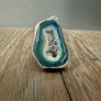 Polished Agate Slice with gemstone ring - sterling silver - Renee Piatt Collection