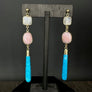 Rainbow moonstone, turquoise, pink opal earrings - gold - Renee Piatt Collection