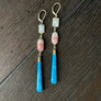 Rainbow moonstone, turquoise, pink opal earrings - gold - Renee Piatt Collection