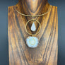 Sculptural Choker necklace with druzy and stalactite pendant - gold - Renee Piatt Collection