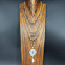 Stalactite slice with druzy and rose quartz - gold - Renee Piatt Collection
