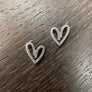 Stylized heart pave stud earrings - gold, silver - Renee Piatt Collection