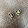 Stylized heart pave stud earrings - gold, silver - Renee Piatt Collection