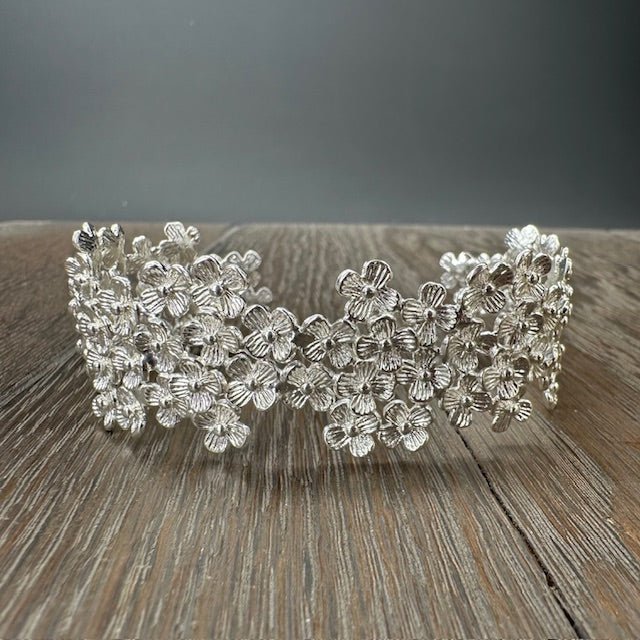 Superbloom adjustable small cuff bracelet - gold, silver - Renee Piatt Collection