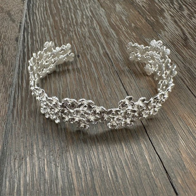 Superbloom adjustable small cuff bracelet - gold, silver - Renee Piatt Collection