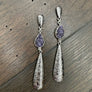 Textured metal accent earrings with druzy inserts - silver tone - Renee Piatt Collection
