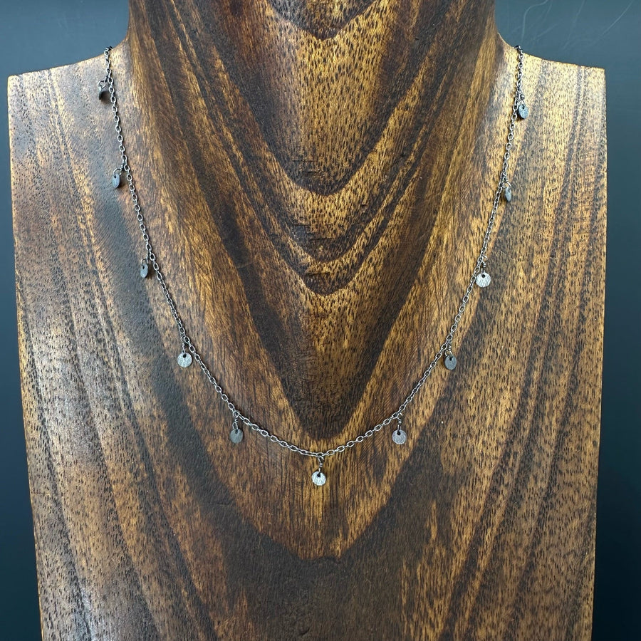 Tiny coin Layering necklace - sterling, gold, gunmetal - Renee Piatt Collection
