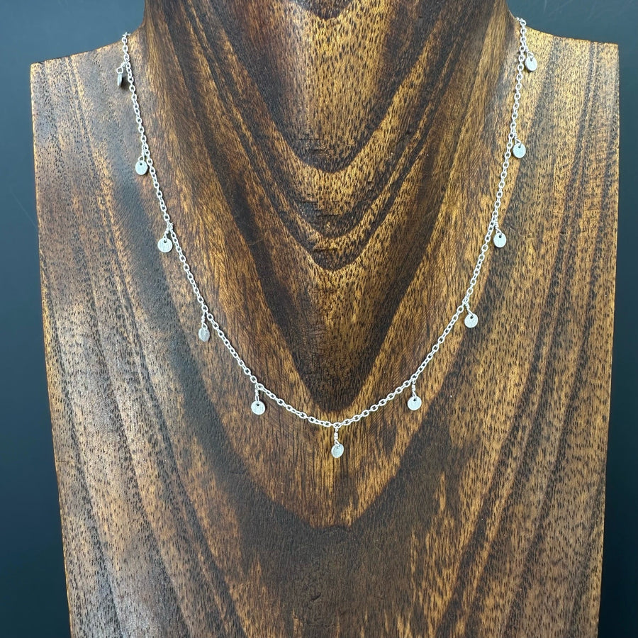 Tiny coin Layering necklace - sterling, gold, gunmetal - Renee Piatt Collection