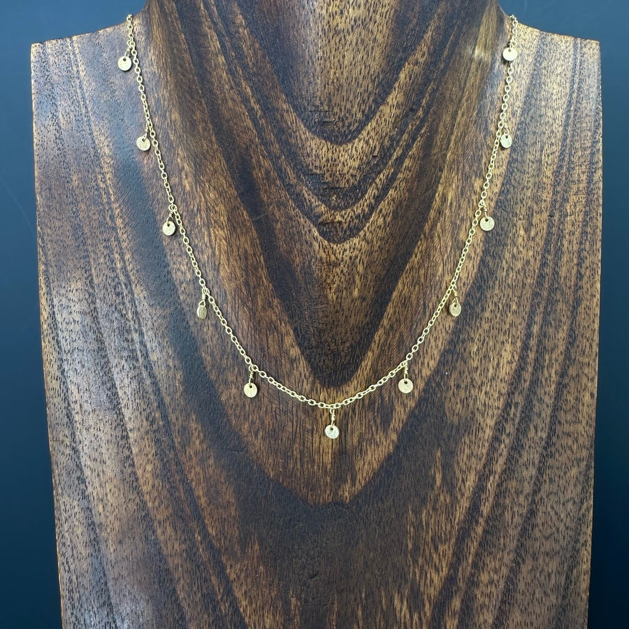 Tiny coin Layering necklace - sterling, gold, gunmetal - Renee Piatt Collection