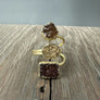 Triple Geometric Druzy Ring - Gold Tone - Renee Piatt Collection