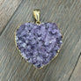 XL Druzy heart "Wrap and Toggle" necklace - gold - Renee Piatt Collection