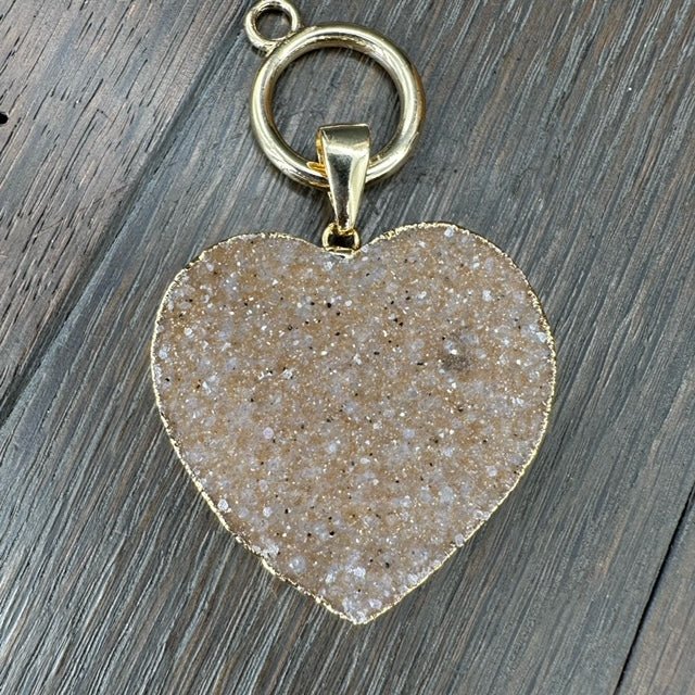 XL Druzy heart "Wrap and Toggle" necklace - gold - Renee Piatt Collection