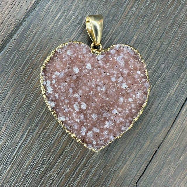 XL Druzy heart "Wrap and Toggle" necklace - gold - Renee Piatt Collection