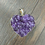XL Druzy heart "Wrap and Toggle" necklace - silver - Renee Piatt Collection