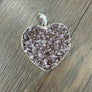 XL Druzy heart "Wrap and Toggle" necklace - silver - Renee Piatt Collection