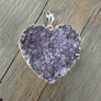 XL Druzy heart "Wrap and Toggle" necklace - silver - Renee Piatt Collection