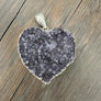 XL Druzy heart "Wrap and Toggle" necklace - silver - Renee Piatt Collection