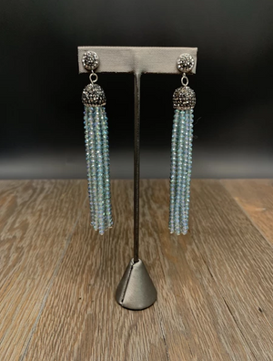 Swarovski crystal tassel earrings with pavé rhinestone posts