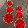 Seed bead three disc earrings